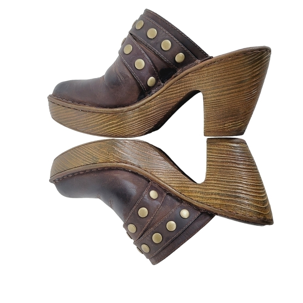 Born Marney Brown Sand Leather Studded Clogs - Picture 6 of 10